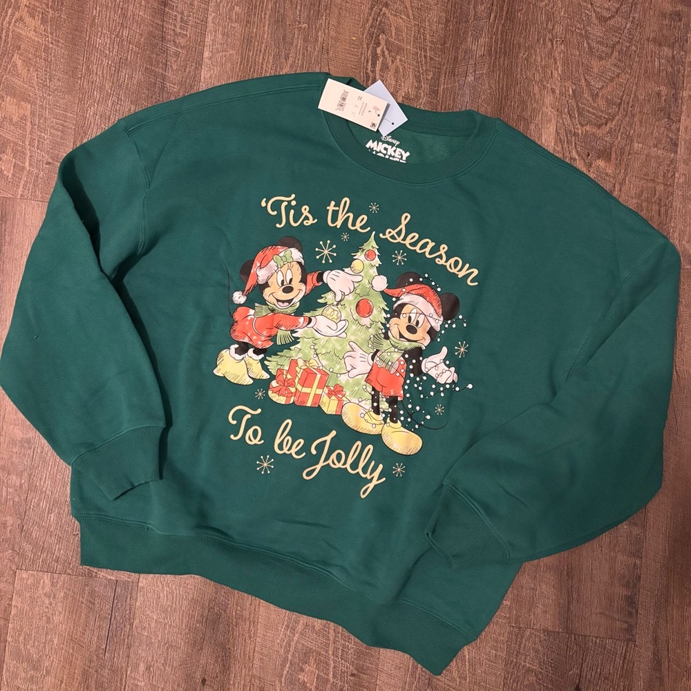 NWT Disney || Crewneck Holiday Christmas Mickey & Minnie Sweatshirt